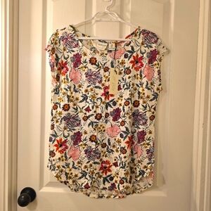 NWT | Rachel Zoe Linen floral T-Shirt | Size Medium